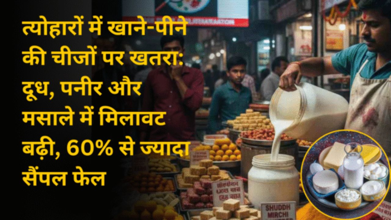 त्योहारों में खाने-पीने की चीजों पर खतरा: दूध, पनीर और मसाले में मिलावट बढ़ी, 60% से ज्यादा सैंपल फेल