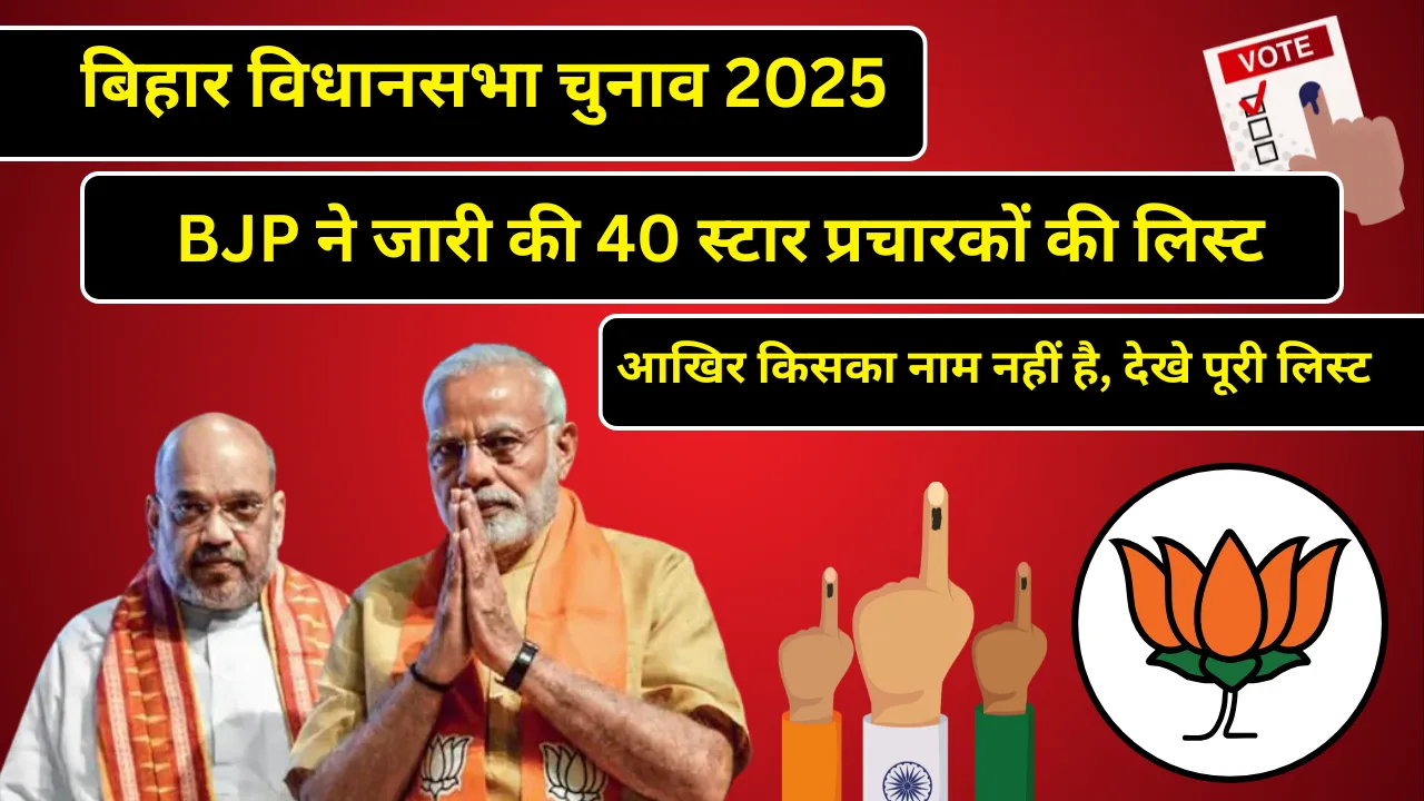 बिहार चुनाव: BJP ने जारी की 40 स्टार प्रचारकों की लिस्ट, आखिर किसका नाम नहीं है, देखे पूरी लिस्ट