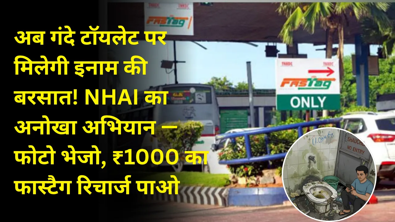 अब गंदे टॉयलेट पर मिलेगी इनाम की बरसात! NHAI का अनोखा अभियान — फोटो भेजो, ₹1000 का फास्टैग रिचार्ज पाओ