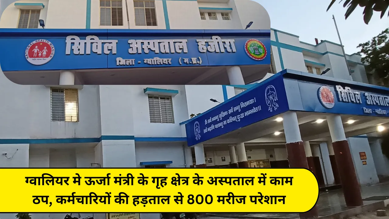 ग्वालियर मे ऊर्जा मंत्री के गृह क्षेत्र के अस्पताल में काम ठप, कर्मचारियों की हड़ताल से 800 मरीज परेशान