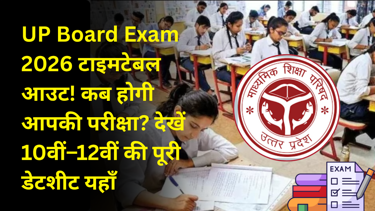 UP Board Exam 2026 टाइमटेबल आउट! कब होगी आपकी परीक्षा? देखें 10वीं–12वीं की पूरी डेटशीट यहाँ