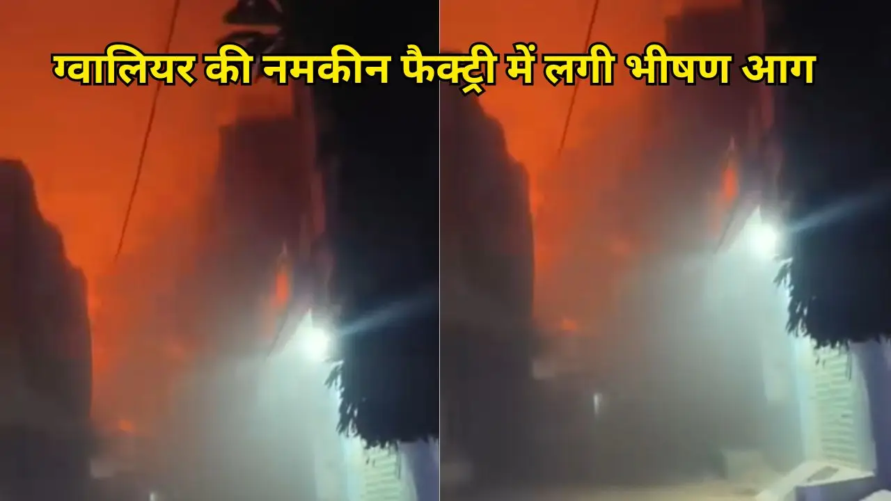 ग्वालियर की नमकीन फैक्ट्री में लगी भीषण आग