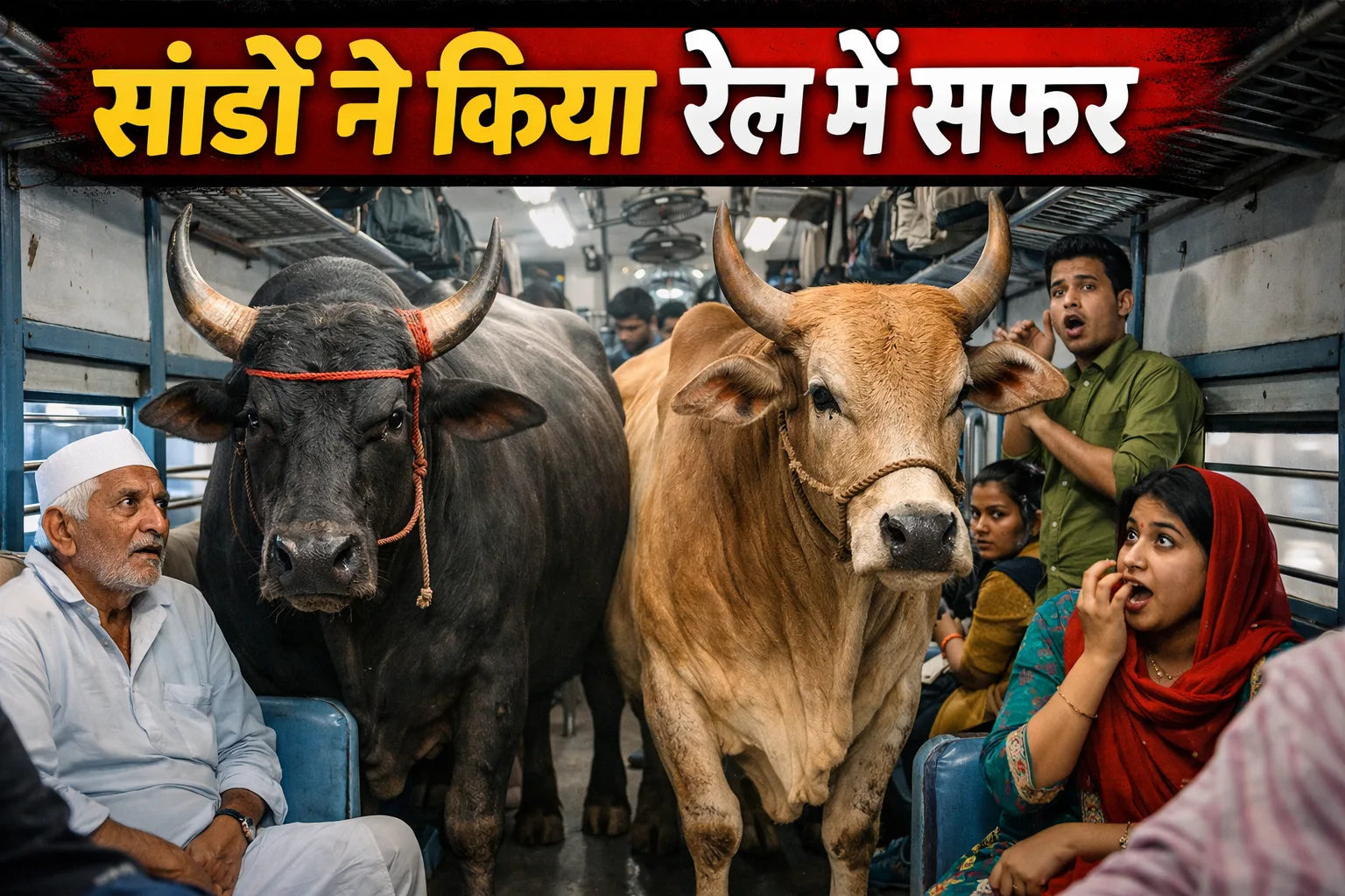 सांडों ने किया रेल में सफर